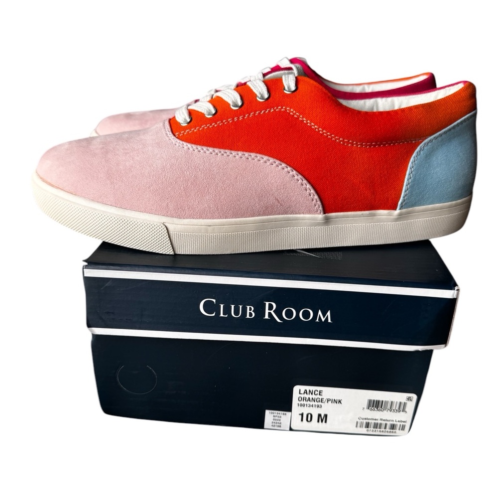 Club Room Sneakers Lance Orange Pink Men's Size 10M Colorblock 100134193 NIB - Picture 2 of 12